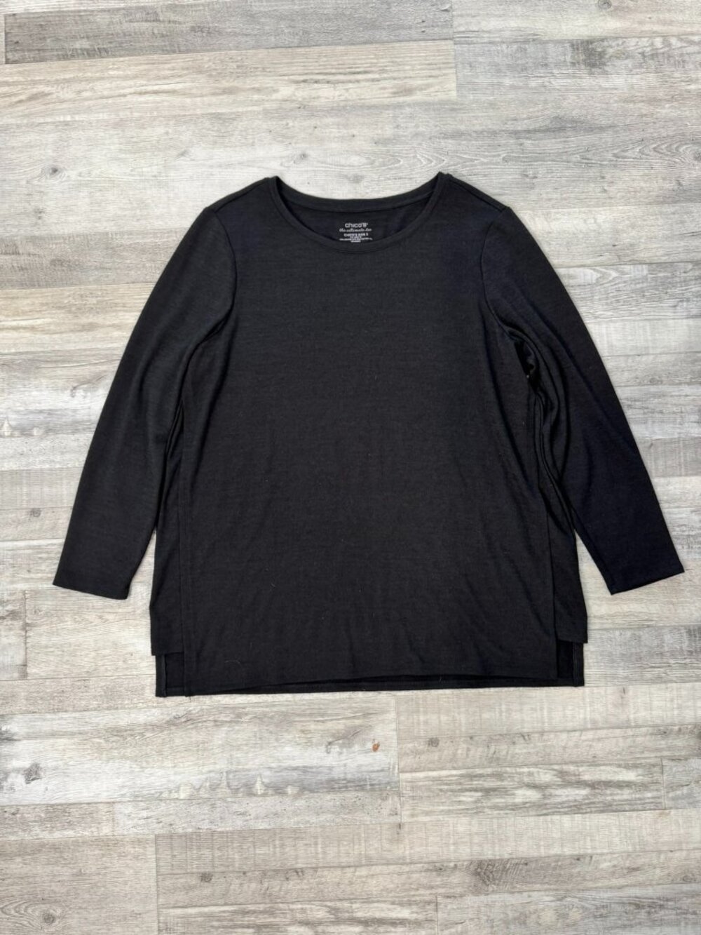 Chico's Black Long Sleeve Knit Tunic Size 3/XL I15